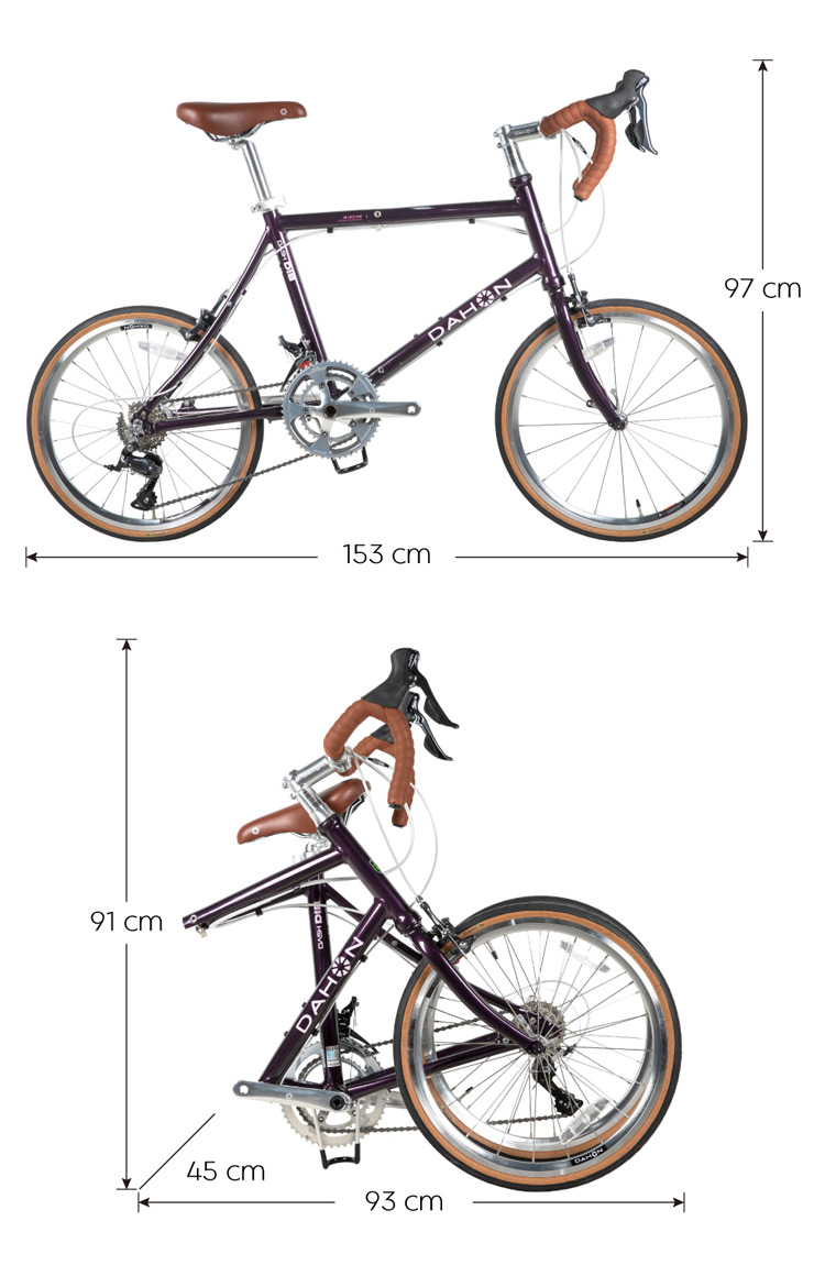 다혼 대쉬 D18 폴딩 미니벨로 제품크기 가이드 사이즈 참고 이미지