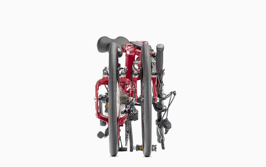 턴 BYB P10 폴딩 미니벨로 레드 컬러 주행 각도 이미지